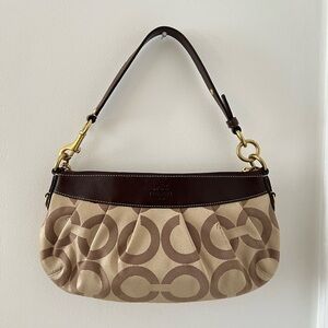 Coach Brown and Tan Signature Shoulder Bag